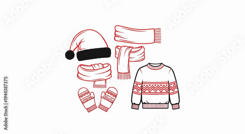 Christmas winter wear knitted sweater, hat, scarves, and mittens