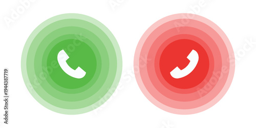 Answer and decline phone call buttons. Phone call. Telephone sign. Accept call and decline phone icons. vector