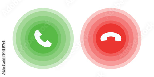Answer and decline phone call buttons. Phone call. Telephone sign. Accept call and decline phone icons. vector