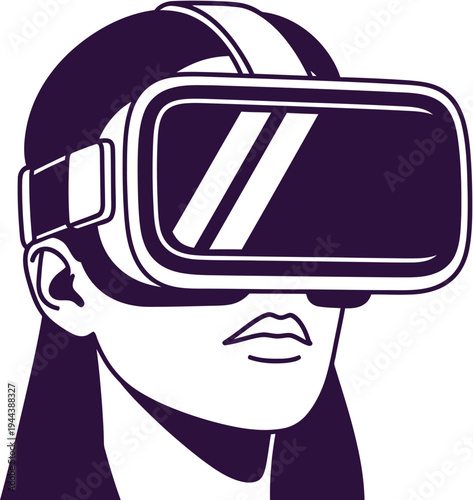 Exploring new dimensions A stylized illustration depicting a person immersed in a virtual reality experience, symbolizing innovation in digital interaction and futuristic technology