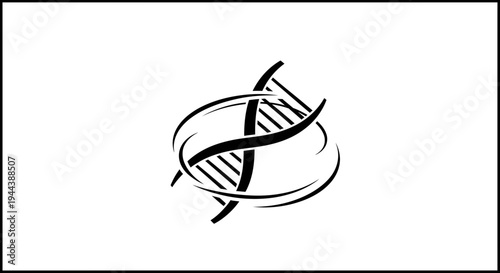 Abstract DNA Helix Symbol with Swirling Lines - Science and Genetics Concept