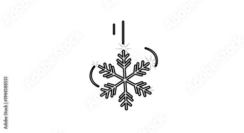 Abstract Snowflake Icon with Sparkle and Motion Lines - Winter Season Symbol