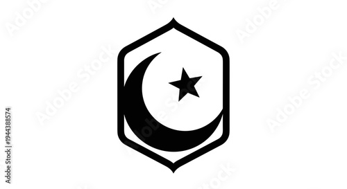 Islamic Symbol Crescent Moon and Star Emblem 4.