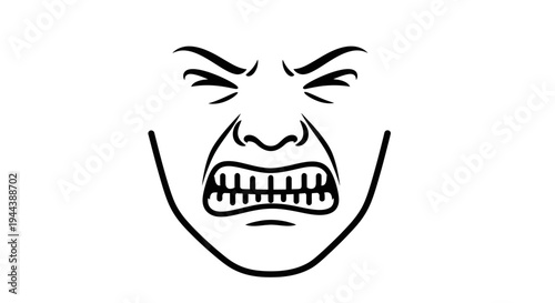 Angry Face Expression, Gritting Teeth, Frustration, Anger, Rage, Aggression, Negative Emotion