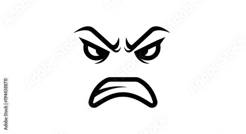 Angry Face Icon Vector Illustration - Furious Expression, Negative Emotion