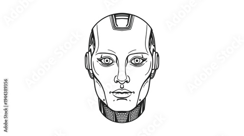 A funny vector illustration of an evil zombie character face wearing a monster mask in a black cartoon drawing style for Halloween