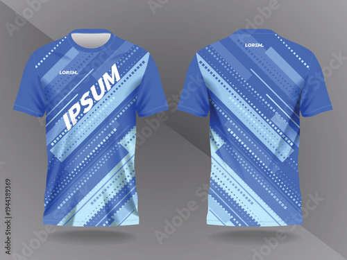 abstract blue background and pattern for sport jersey design and mock up. front and back view template