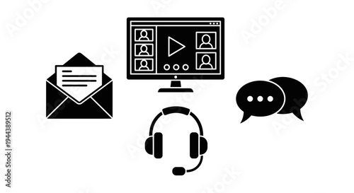 Communication Technology Icons Set.