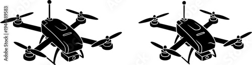 Two FPV drone icons in the form of a silhouette in black and gray colors.
