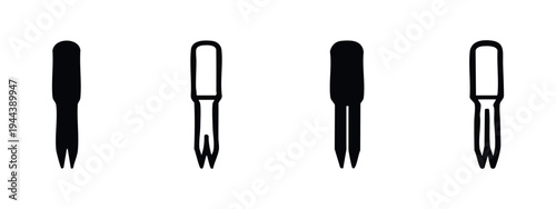 Cocktail pick icon set. Small two-pronged fork symbol for appetizers or olives. Utensil vector illustration.