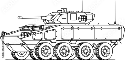 Set of Griffon armored personnel carrier icons line, silhouette and black color isolation, French armored infantry vehicle.
