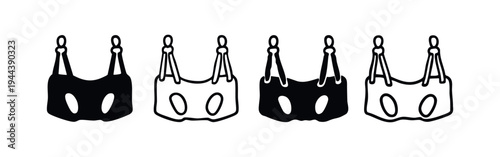 Hanging Baby Bassinet and Cradle Icons Set