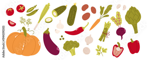 Hand drawn vegetables set