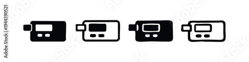 Vintage Camera or Portable Device Vector Icons in Different Styles