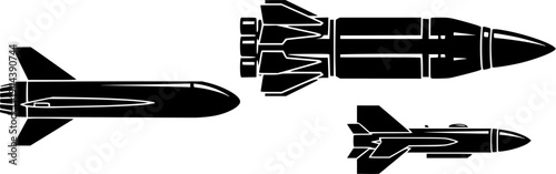 Set of icons of the fighter plane f35 line, silhouette, black color isolation, top, front and side view. F-35 Lightning II model. War plane icon.
