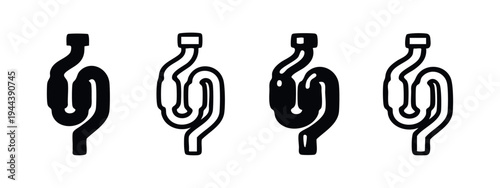 Brewing Airlock Icon Collection. Fermentation S-Lock Symbols for Homebrewing and Craft Beverage Production.