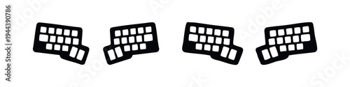 Slanted Keyboard Segment Icons. Computer Input Keypad Symbols for Modern Digital Interfaces.