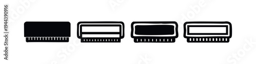 Stapler icon set, office stationery equipment symbol