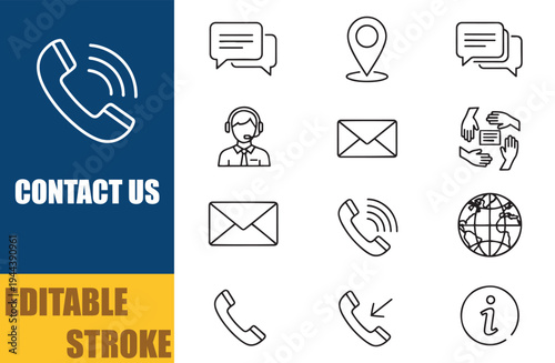 Contact Us Communication and Support Icons Vector Set