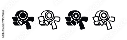 Handheld Tape Dispenser Icons, Crafting and Office Tool Set, Adhesive Applicator Vector Silhouettes