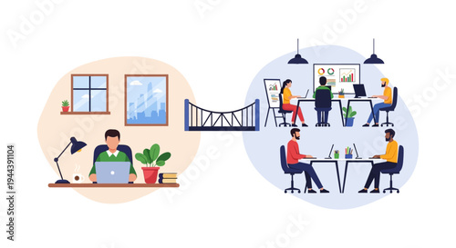Seamless Hybrid Work Model: Connecting Remote Teams with In-Office Collaboration via Digital Bridge