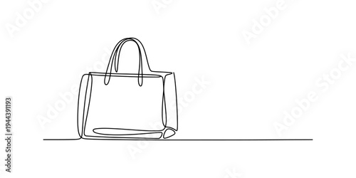 Minimalist Continuous One Line Drawing of a Chic Shopping Bag. Modern Fashion and Retail Design Icon