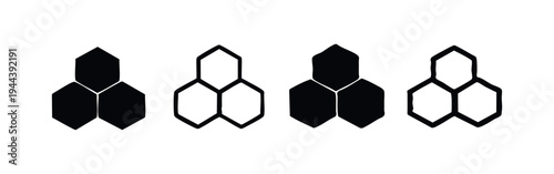 Honeycomb Hexagon Icons - Geometric Beehive Pattern Symbols