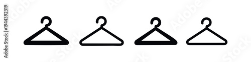 Minimalist Clothing Hanger Vector Icons - Hand-Drawn Wardrobe Symbol Set