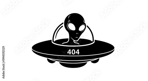 Alien in UFO with 404 Error Message - Spacecraft Lost Signal