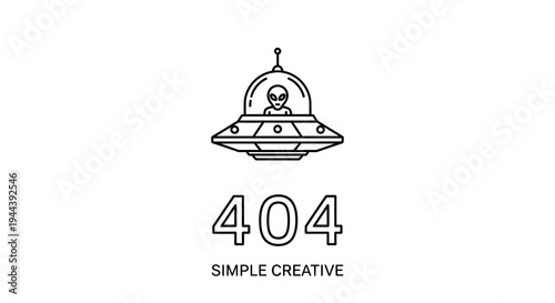 Alien UFO Flying Saucer 404 Error Page Simple Creative Design
