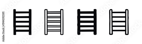 Ladder Icons Set. Utility and Work Equipment Symbols for Construction or Household Tasks.