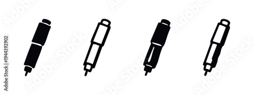 Pen and Marker Icons Set - Writing Tool Symbols for Art and Stationery Design