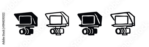 Professional Video Camera or Camcorder Icon Set