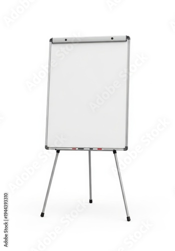 A whiteboard on a stand is shown against a white background