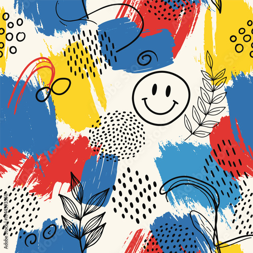 Abstract Scribble and Smiley Face Pattern