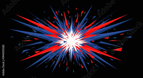red blue and white starburst explosion graphic design element