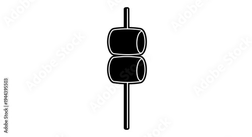 Two marshmallows on a stick, isolated on white background, simple icon illustration