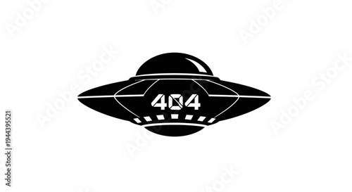 UFO 404 Error Page Not Found Alien Spaceship Flying Saucer Vector Illustration
