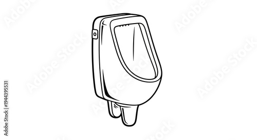 Urinal Icon, Line Art, Public Restroom Fixture, Simple Vector Illustration