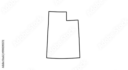 Utah State Outline Map Icon, Simple Geometric Shape on White Background