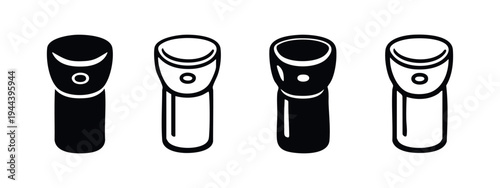 Floor Lamp Icon Set. Modern Tripod Lamp Symbol. Simple Black and White Home Lighting Vector Illustration.