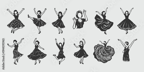 Vintage Women Dancers Silhouette Collection