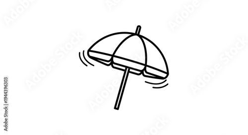 Simple Line Art of a Beach Umbrella