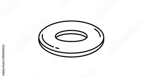 Simple line drawing of a flat washer, isolated on a white background.
