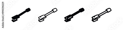 Tool Extension Bar Icon Set - Hex Wrench Adapter and Drill Bit Holder Vector Symbols for Workshop