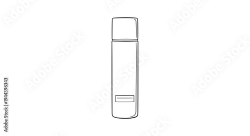 Simple Line Drawing of a Tall Rectangular Spray Bottle with a Cap