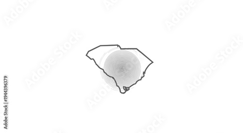South Carolina Map Outline with Fingerprint Overlay