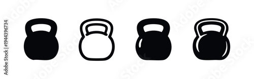 Modern Kettlebell Fitness Equipment Icons