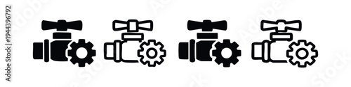Industrial Valve with External Gear Icons