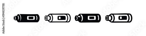 Modern battery or electronic component icons in black and outline variations for tech designs.